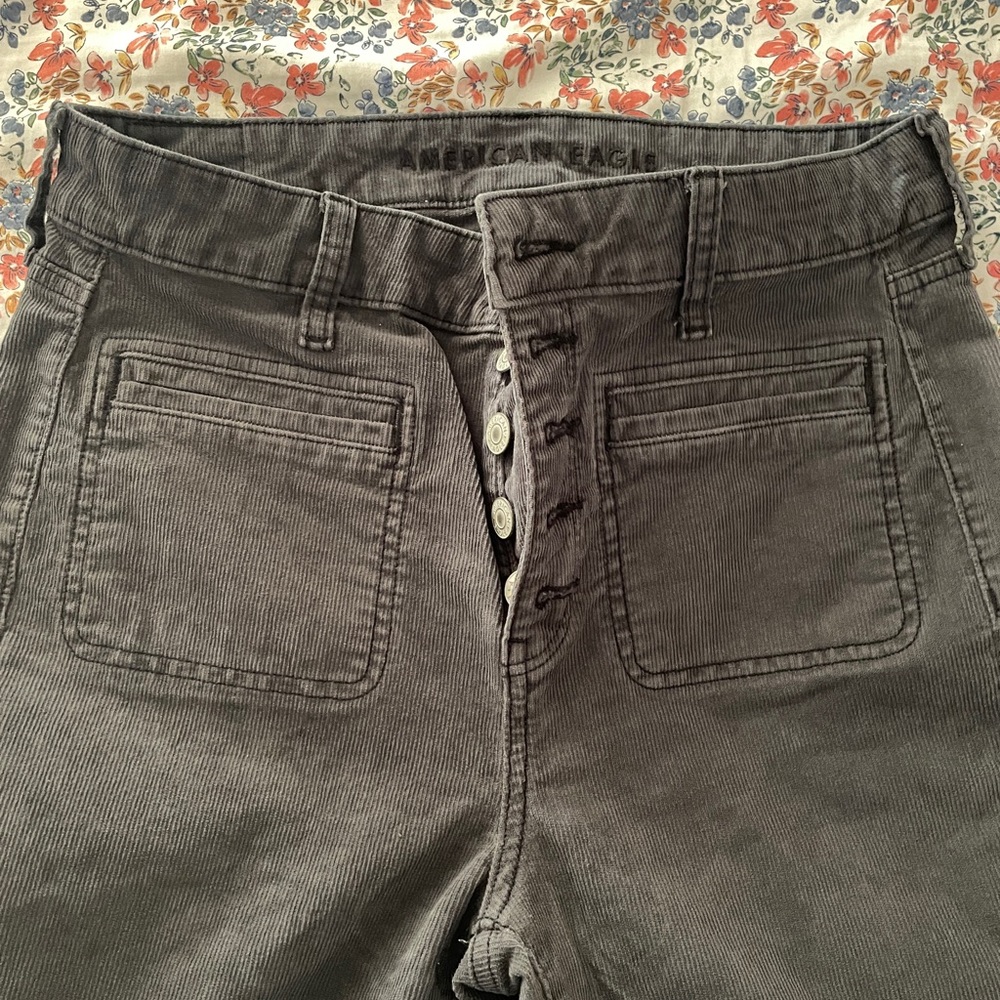 american eagle super high rise flare corduroy jean
